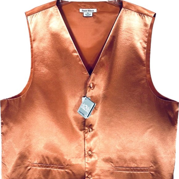 Daniel Ellissa Men's Rust Vest 5 Buttons Matching Back 100% Polyester Size 2XL - Picture 1 of 3